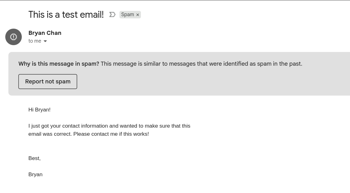 Email got put in spam folder